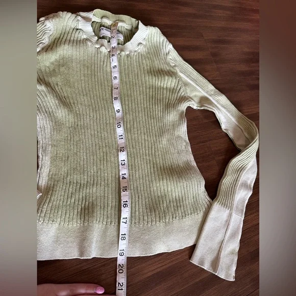 Free People we the free Between The Lines Rib Jumper Sweater Sz XS light green - Picture 7 of 8